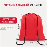 Мешок для обуви на шнурке, «ЗФТС», светоотражающая полоса, цвет красный