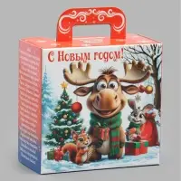 Подарочная коробка новогодняя &laquo;Лосёнок и друзья&raquo; 215&times;180&times;92, для сладких подарков