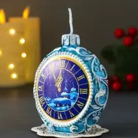Свеча новогодняя круглая "Куранты" 7,2х5х8,5 см