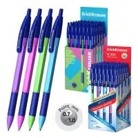 Ручка шариковая автоматическая ErichKrause R=301 Neon Matic & Grip, узел 0.7 мм, синяя