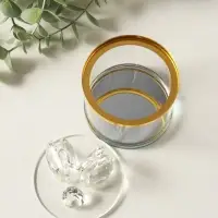 Шкатулка стекло с металлическим ободком "Лебеди" золото 8,2х8,2х11 см