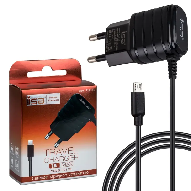 *СЗУ KS1-V8 MicroUSB 1A ISA черное *СЗУ KS1-V8 MicroUSB 1A ISA черное