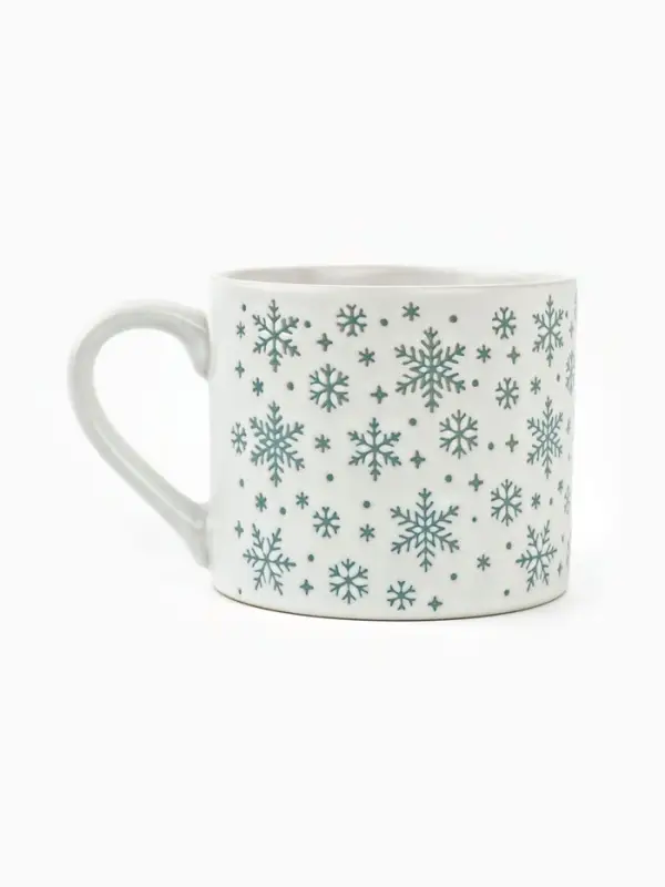 Кружка новогодняя керамическая &laquo;Снежинки&raquo;, 320 мл, ручная работа