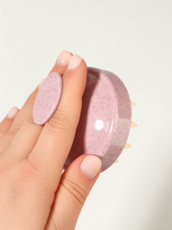 Щетка д/мытья и массажа головы силикон/пластик 7,5*7,5*6,5 см розов пакет QF