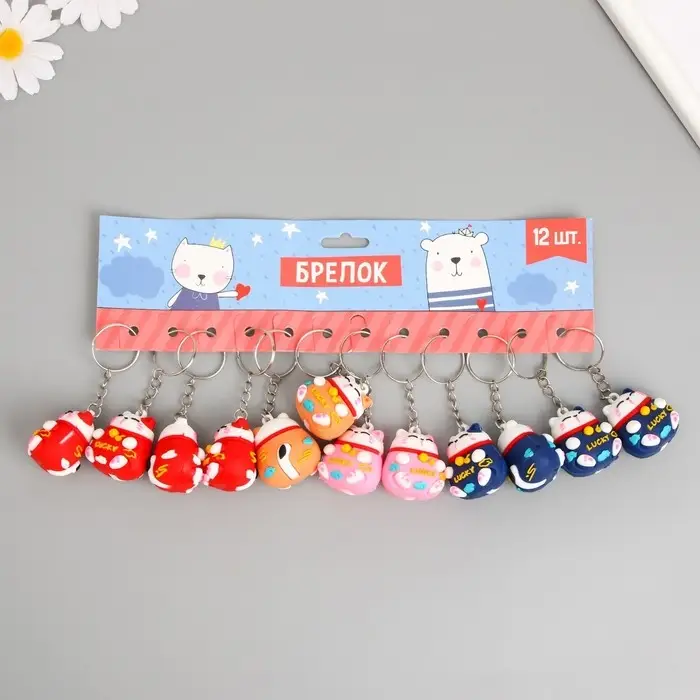 Брелок резина Брелок резина "Котик удачи" МИКС 4х3,3 см