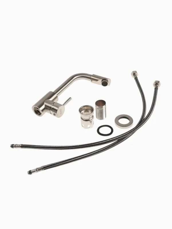 Смеситель для раковины ZEIN ZS 20102, картридж керамика 35 мм, нержавеющая сталь, сатин