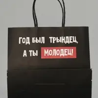 Пакет подарочный крафт &laquo;Молодец&raquo;, 22&times;22&times;11 см