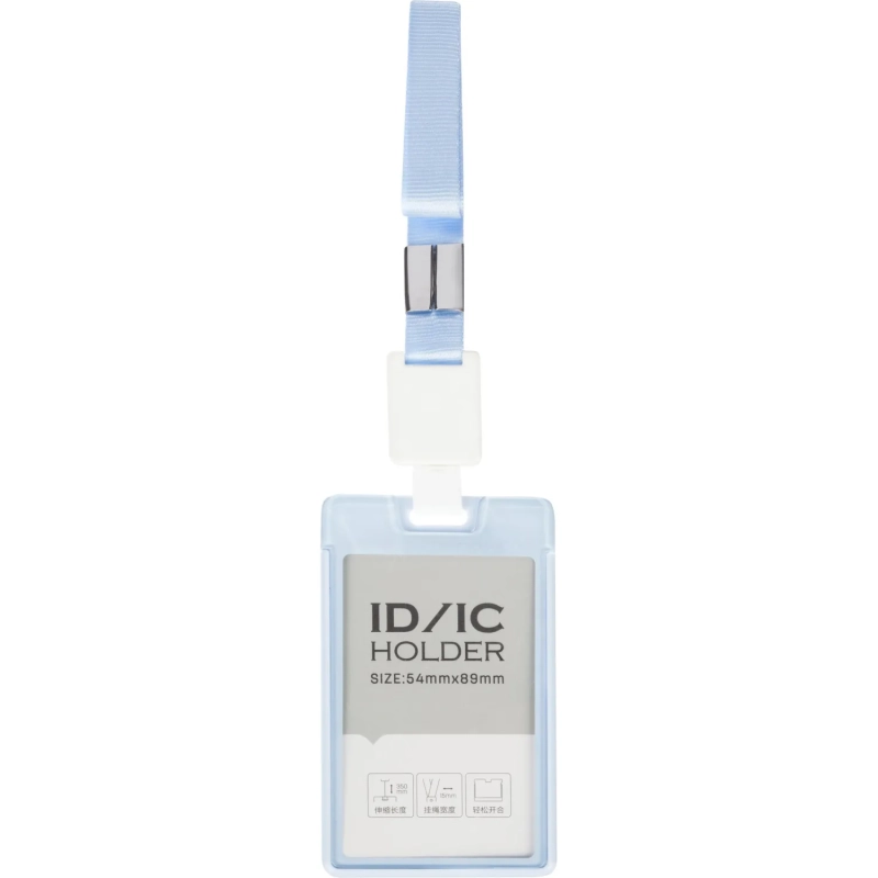 Бейдж Deli 64803 вертик.,с держат.,вкладыш:89x54мм,влагозащ.,голубой,блист