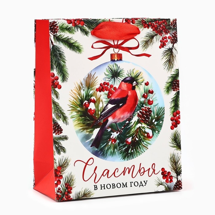 Пакет подарочный новогодний ламинированный «Счастья в Новом году», снегирь, S 12 х 15 х 5.5 см Пакет подарочный новогодний ламинированный «Счастья в Новом году», снегирь, S 12 х 15 х 5.5 см