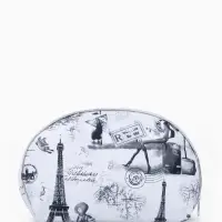 Набор женских косметичек 5 в 1 на молниях, с принтом, серый