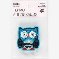 Термоаппликация «Сова», с пайетками, 6×5.3 см, синяя