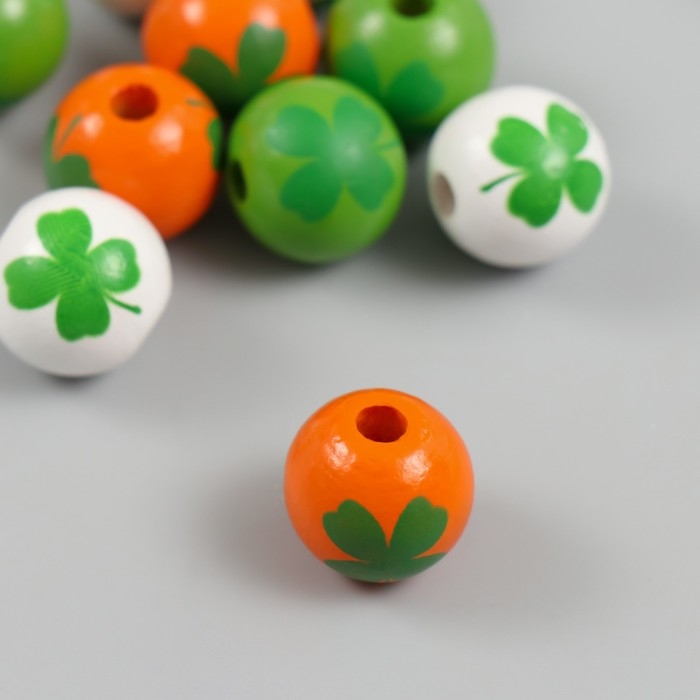 Бусины для творчества дерево Бусины для творчества дерево "Клевер на шариках" набор 10 шт d=1,6 см