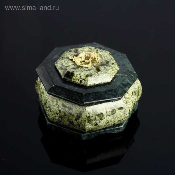 Шкатулка Шкатулка "Восьмигранная", 9,5х9,5х6,5 см, змеевик