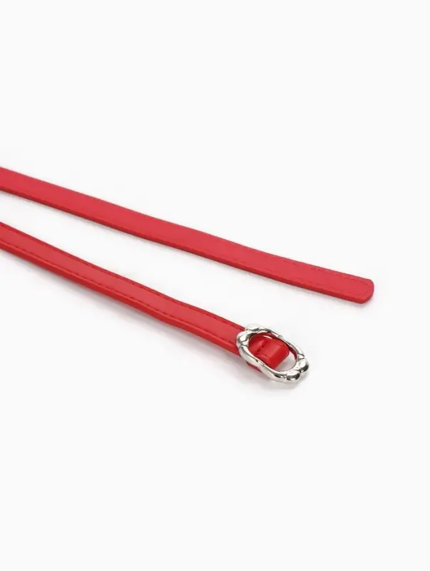 Ремень женский, узкий, 1.4&times;105 см, металлическая пряжка, красный