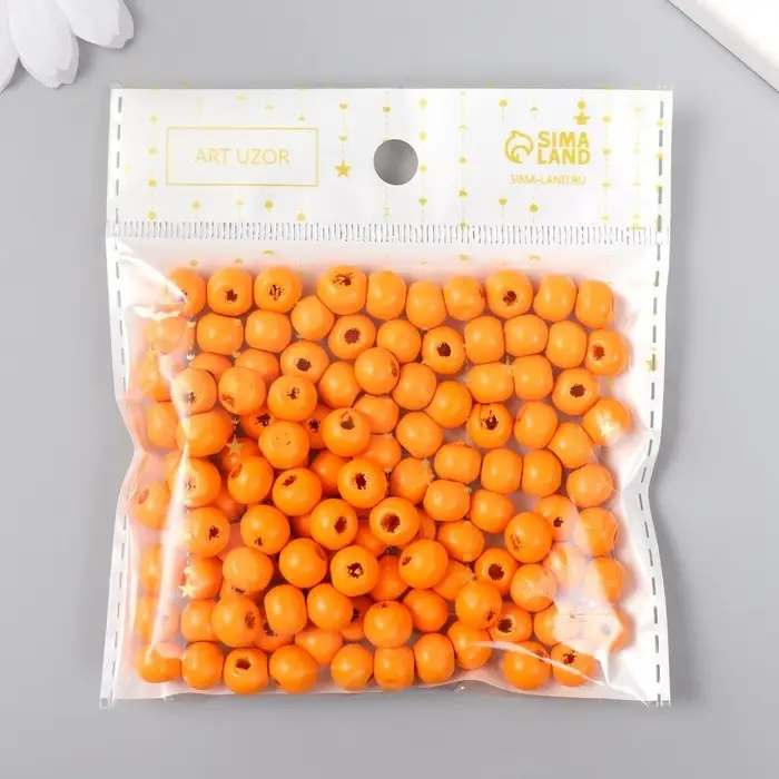 Бусины для творчества дерево "Папайя" d-0,8 см, набор 20 гр