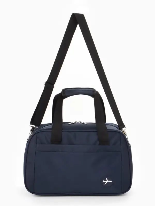 Сумка дорожная, однотонная, наружный карман, регулирующийся ремень, 39&times;20&times;25 см, синяя