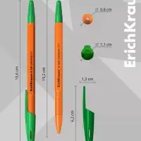 Ручка шариковая ErichKrause. R=301 Orange Stick, зелёный стержень, узел 0.7 мм
