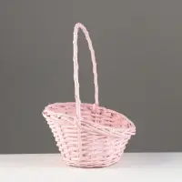 Корзина плетеная, 26х21х8х13х32 см, розовый, ива