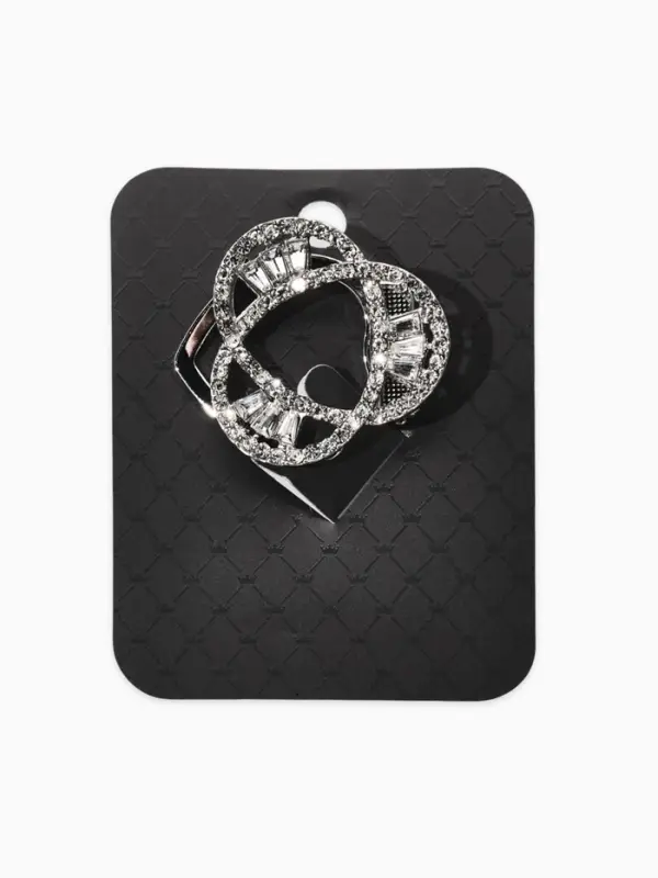 Зажим для платка &laquo;Три нити&raquo;, белый в серебре