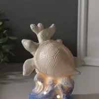 Сувенир керамика свет "Черепаха в кораллах" бело-синий 8х11,5х14 см