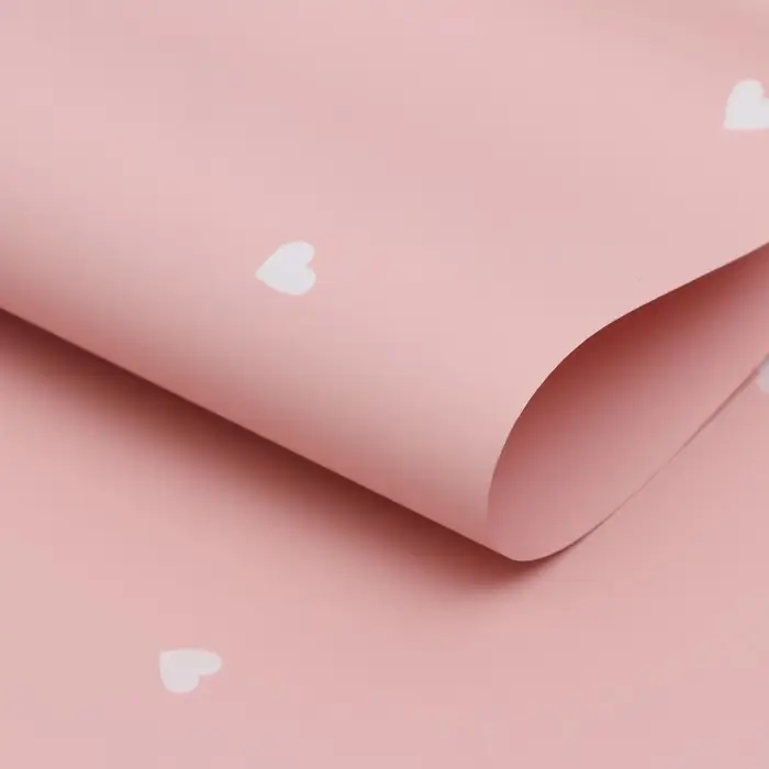 Плёнка в листах для цветов и декора, 58×58±5% см, «Сердечки», нежно - персиковая, 65 мкм