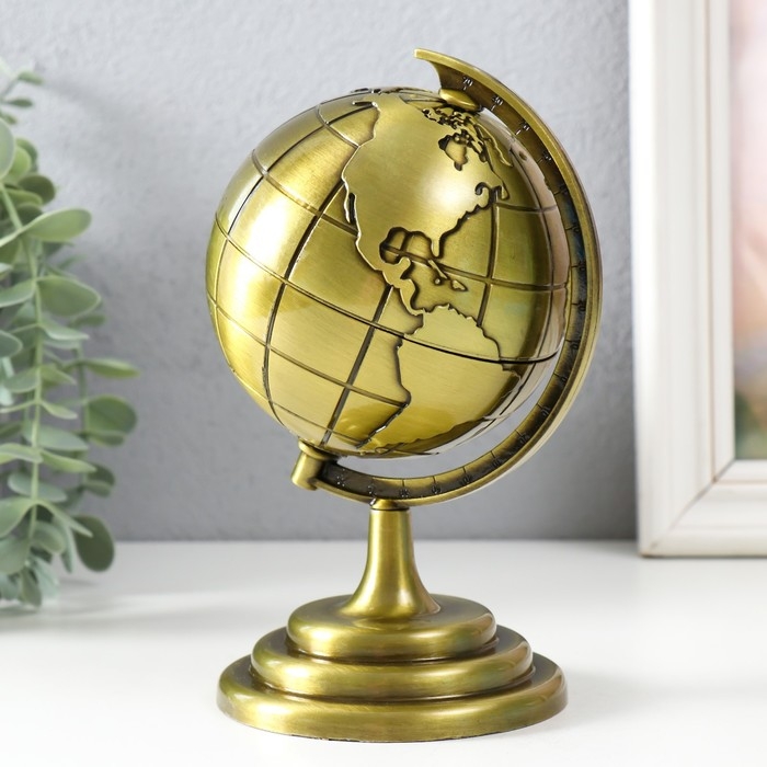 Сувенир металл  Сувенир металл "Глобус" золото 10,5х11х18,5 см