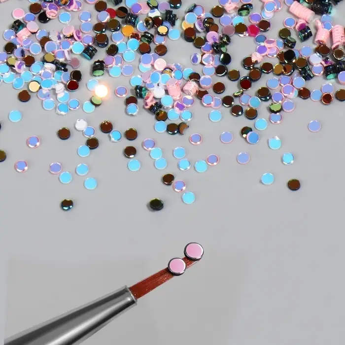 Стразы для декора, 1 мм, 12 ячеек, разноцветные