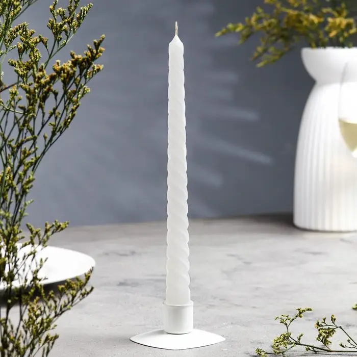 Свеча витая, 2,2х 25 см, лакированная белая, Свеча витая, 2,2х 25 см, лакированная белая,