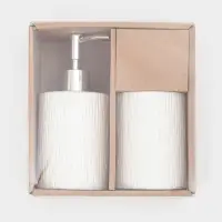 Набор для ванной "Rain", 2 предмета (дозатор для мыла, стакан), цвет белый