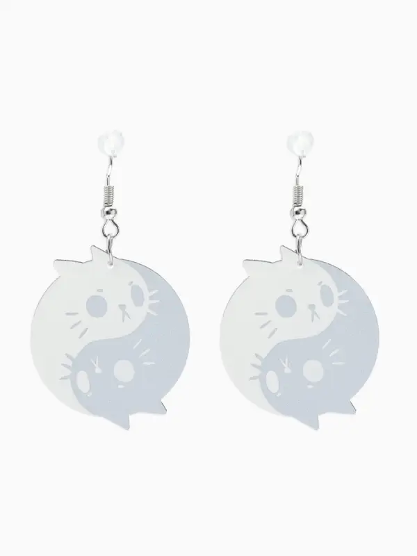 Серьги акриловые &laquo;Инь-ян&raquo;, котики, чёрно-белые
