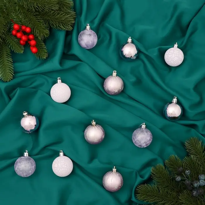 Ёлочные игрушки &laquo;Морозная ночь&raquo;, шары новогодние, d=5 см, набор 12 шт., сиреневый