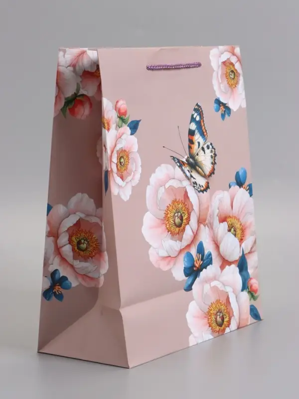 Пакет подарочный ламинированный "Бабочка" 26 х 12 х 32 см