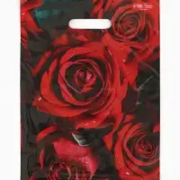 Пакет &laquo;Алые розы&raquo;, полиэтиленовый с вырубной ручкой, 30&times;40 см, 50 мкм