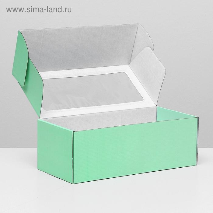 Коробка самосборная, с окном, салатовая, 16 х 35 х 12 см Коробка самосборная, с окном, салатовая, 16 х 35 х 12 см