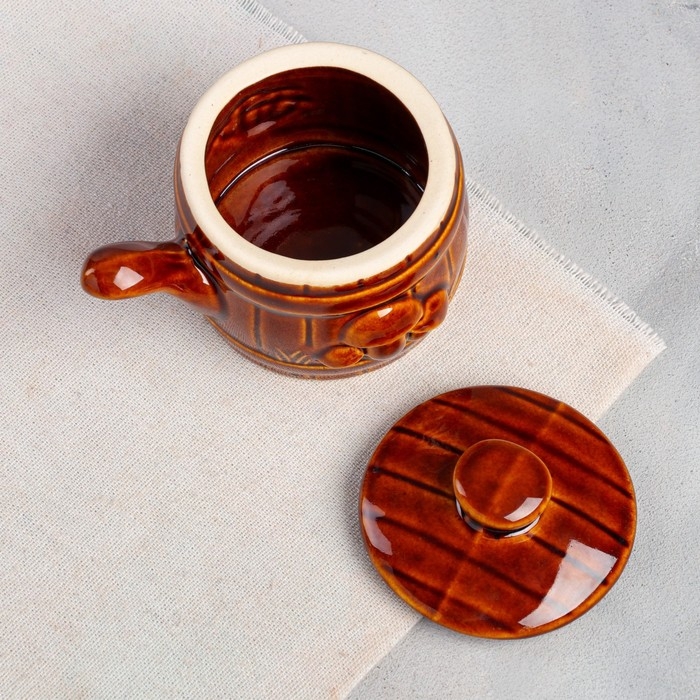 Кокотница с крышкой  Кокотница с крышкой "Бочка", керамика, 0.2 л