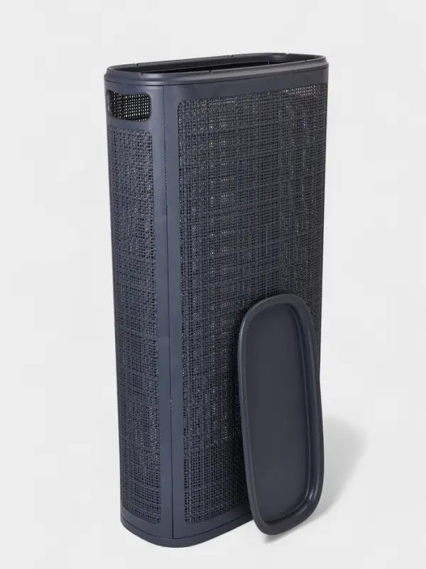 Плетёная корзина для белья с крышкой "Лён" 60л 43&times;20&times;80см, цвет графит