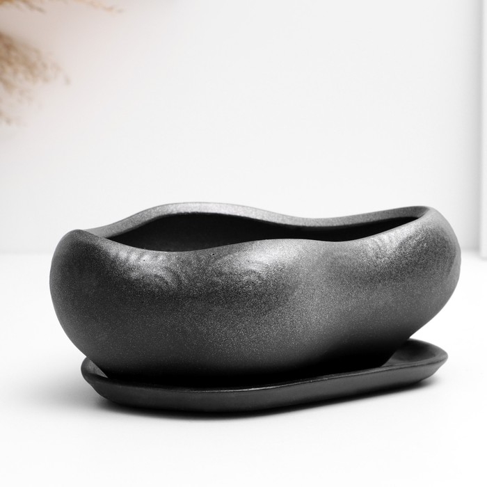 Горшок Горшок "Бонсай малый" для кактусов и суккулентов, серебро, 0,6, л/ 17х14х7см