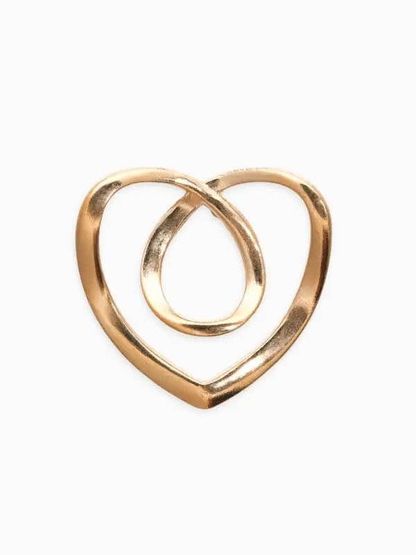 Муфта для платка «Сердце» линейное, цвет белый в золоте