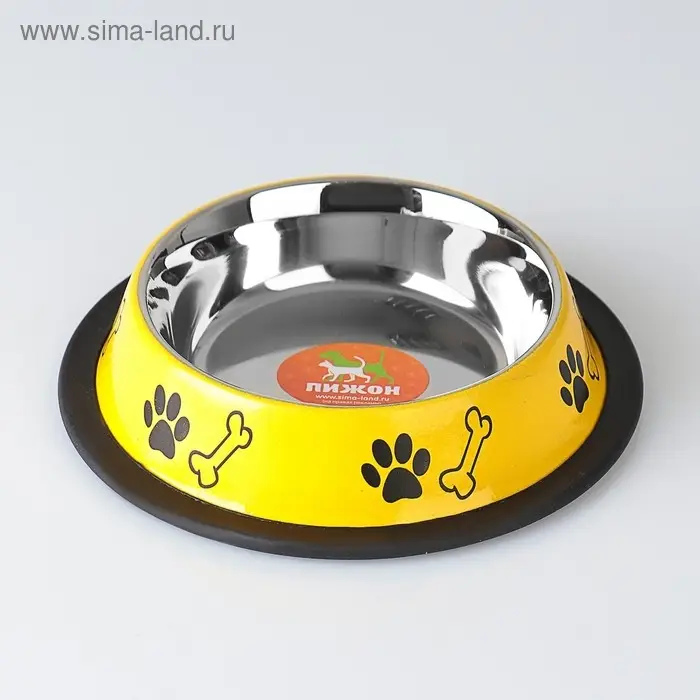 Миска с нескользящим основанием цветная с принтом, 235 мл, жёлтая