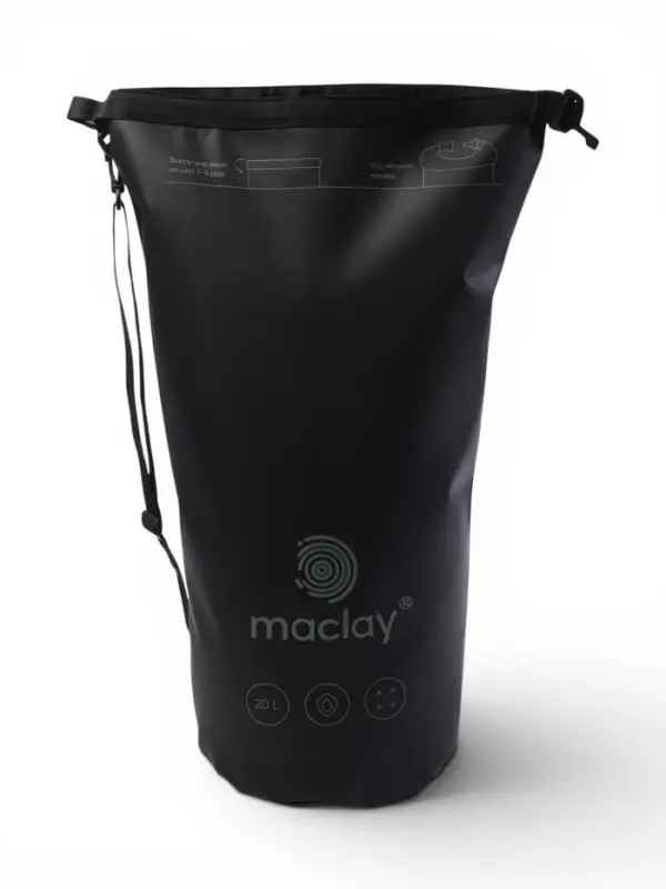 Гермомешок туристический maclay, 20 л, с лямкой, чёрный