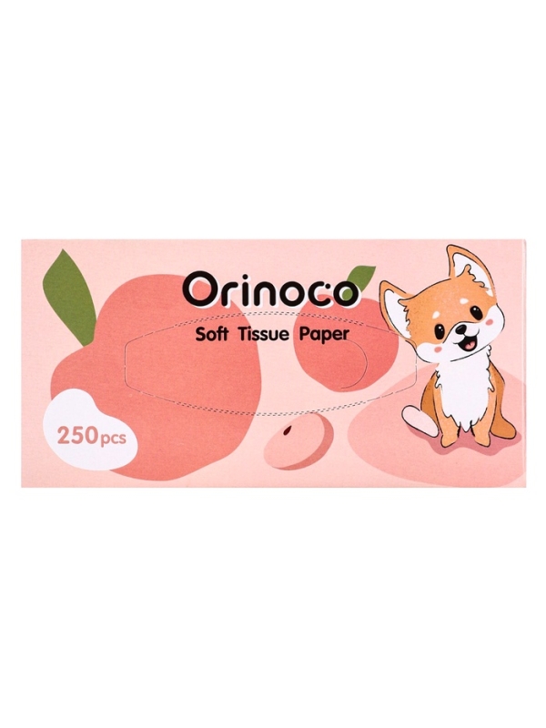 Салфетки бумажные в коробке Orinoco "Персик", 250 шт.