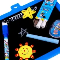 Доска для рисования магнитная двухсторонняя, под маркер и мел, губка, мел 3 шт., маркер, магниты 2 шт.