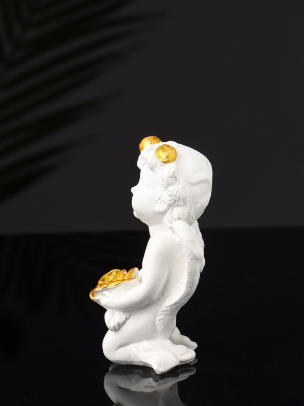 Набор фигур "Ангелы на подносе" 20х10х16 см, белый