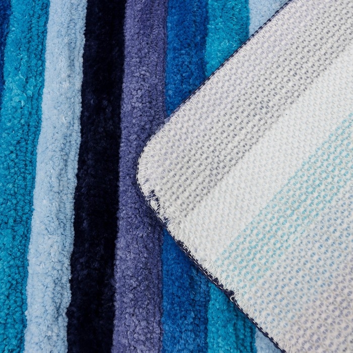 Коврик для ванной Доляна «Полосочки», 43×68 см, цвет синий Коврик для ванной Доляна «Полосочки», 43×68 см, цвет синий