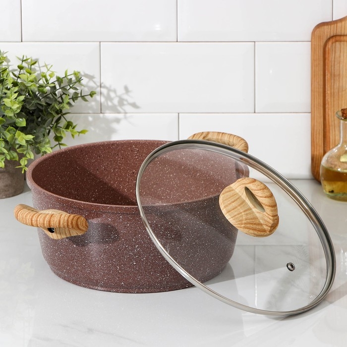 Кастрюля Доляна «Брауни», 4 л, d=20 см, h=11,5 см, стеклянная крышка, антипригарное покрытие, индукция Кастрюля Доляна «Брауни», 4 л, d=20 см, h=11,5 см, стеклянная крышка, антипригарное покрытие, индукция