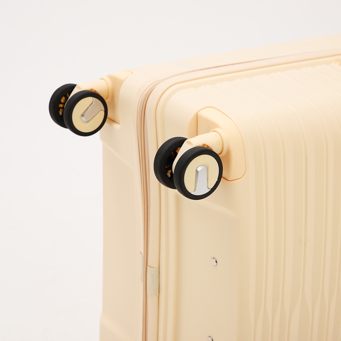 Чемодан большой 100 л (L), отдел на молнии, кодовый замок, 4 колеса, цвет бежевый Чемодан большой 100 л (L), отдел на молнии, кодовый замок, 4 колеса, цвет бежевый