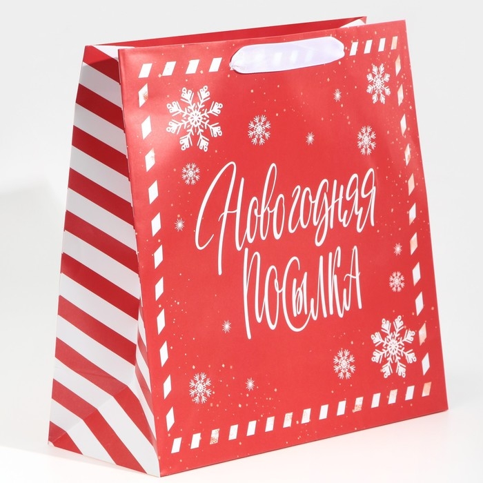Пакет подарочный новогодний ламинированный квадратный «Новогодняя посылка», 30 х 30 х 12 см, Новый год Пакет подарочный новогодний ламинированный квадратный «Новогодняя посылка», 30 х 30 х 12 см, Новый год
