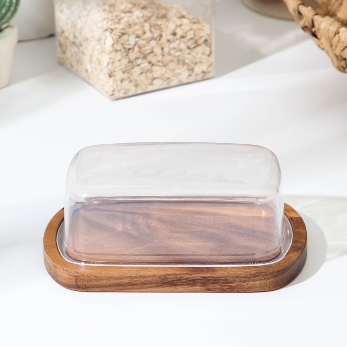 Маслёнка с крышкой, 17×11×9 см, акация Маслёнка с крышкой, 17×11×9 см, акация