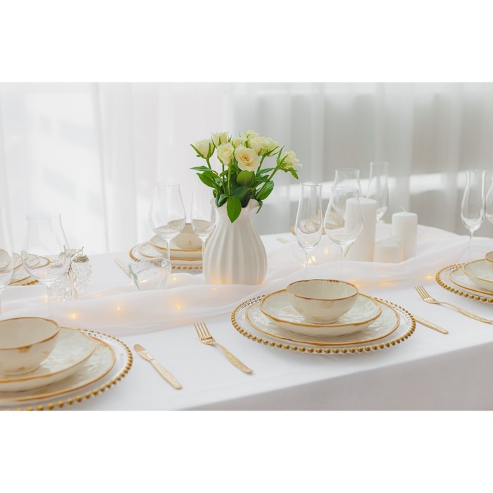 Салатник фарфоровый Доляна Organic Gold, 320 мл, d=12,5 см, цвет белый