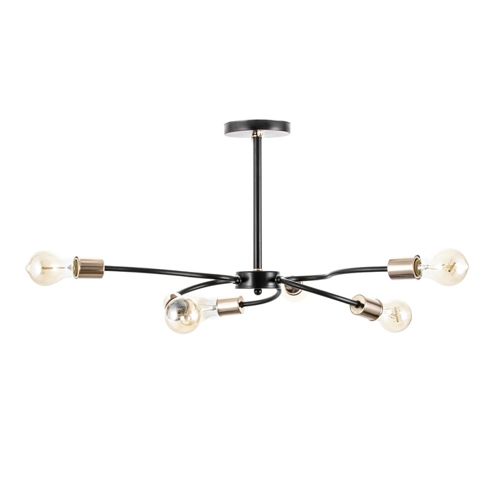 Люстра Люстра "Рипли" 6хЕ27 40Вт черно-золотой 55х55х40 см